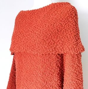 UMGEE Chunky Cowl Neck Oversized Off Shoulder Sweater